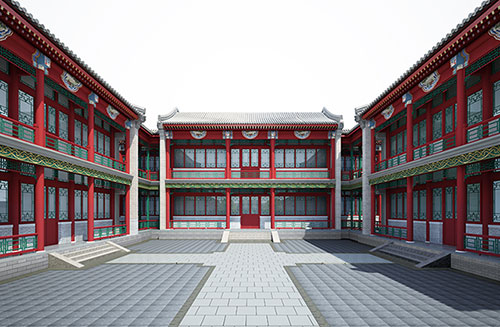 遵化北京四合院设计古建筑鸟瞰图展示